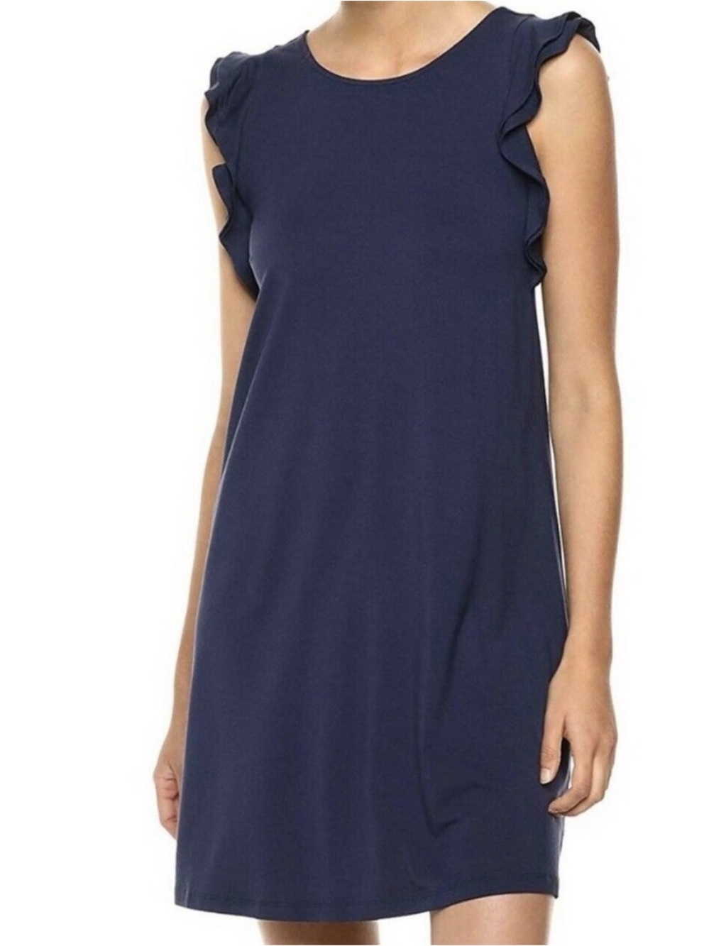 Lilly Pulitzer Dani Dress Navy Blue Ruffle Sleeve Open Back Size Small